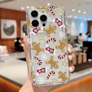 Cute Gingerbread Man Pattern Phone Case, Anti-drop Shockproof Phone Protective Cover, Phone Accessory Compatible with iPhone 6 7 8 X 11 12 13 14 15 Pro Max