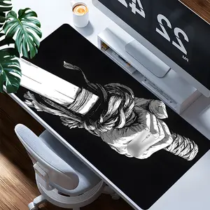 Anime Katana Hilt Mouse Pad Black And White Cool Large Desk Mat Office Desk Accessories With Stitched Edge Non-Slip Mousepad Rubber Base Computer Keyboard Desk Pad 35.4x15.7 Inch Table Mat for Home Office as Gift for Friends Women Men Friends