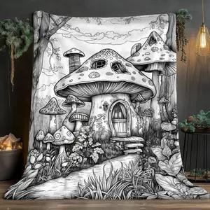 1pc a Portable Blanket Featuring a Forest Mushroom Coloring Design - a Lightweight Throw Suitable for Use on a Sofa, Bed, During Travel, Camping, Or in The Living Room, Office, Couch, Chair