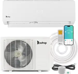 ZOKOP 9,000 BTU Split Air Conditioner Inverter, 19 SEER 115V Energy Saving Split-System AC w/Pre-Charged Condenser, Heat Pump, WIFI Remote Control with Cooling/Heating 750W/Dehumidification/Energy Saving Wall Split Unit