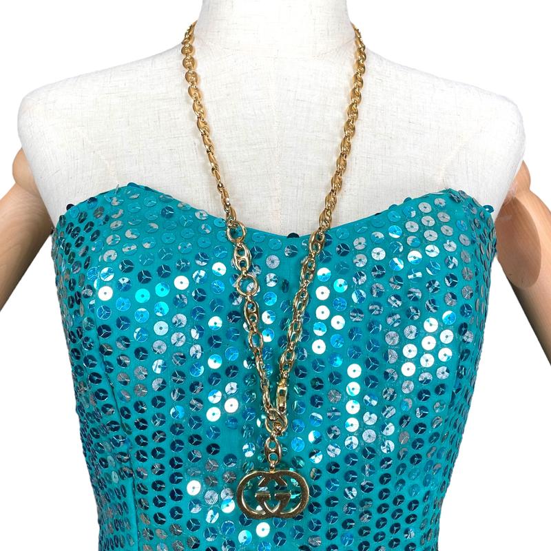 Pre-owned Gucci GG Blondie GHW Plated Belt Necklace Purse Charm Claw Closure Chain 70cm 32"