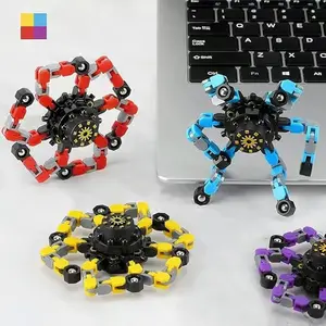 4pcs Glow in the Dark Fidget Spinner, DIY Light Up Transforming Chain Robot Toy, Unisex Kids' Toy, Ideal Xmas/birthday Present