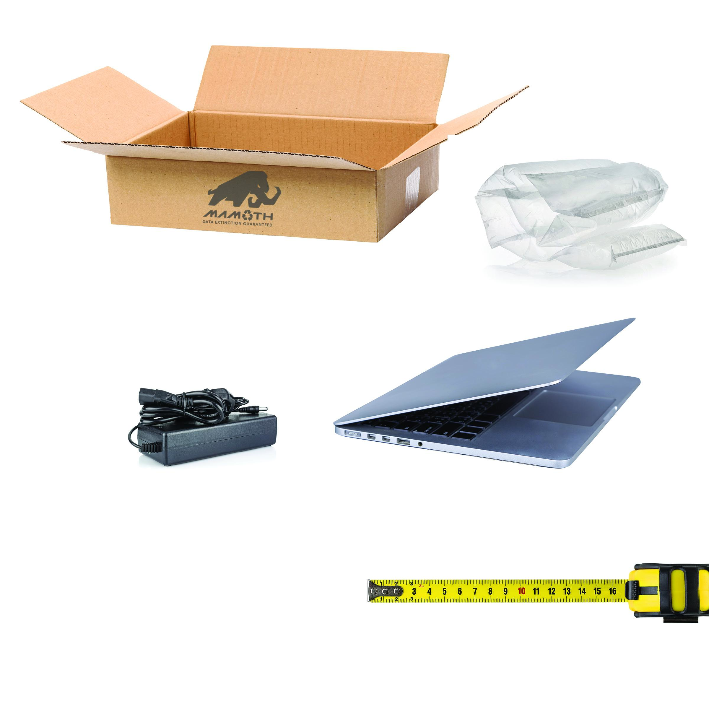 Mamoth Laptop eBox 18x14x4 in. 30 lb capacity, with Air-Bubble Insert for Recycled Laptops and Adapter Secure Shipping with Tamper Label