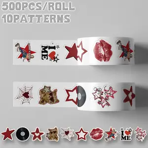 500PCS/Roll Downtown Girl Aesthetic Sticker Roll, Urban Street Style Fashion Girl Illustration Vinyl Stickers for Scrapbooking, Journal, Planner, DIY Craft Decoration, Gift Wrapping, Envelope Seals, Packaging Labels