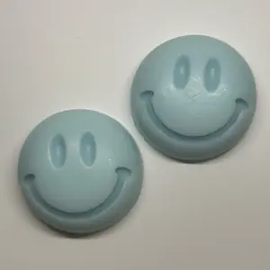 2 Blue Tansy Vanilla Scented Smiley Face Travel or Sample Size Soap Bar.
