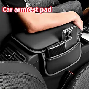 PU Leather Car Armrest Pad Waterproof Storage Organizer, Multi-Functional Bag Increases Center Console Height Comfortably, Car Storage Organizers