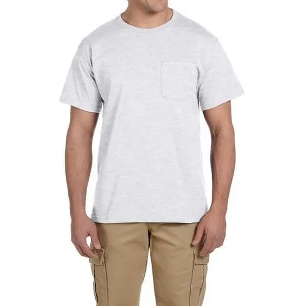 JERZEES 29P Men's DRI-POWER Active Pocket T-Shirt, Breathable Plain Cotton Blend Short Sleeve Crew Neck Tee for Casual Streetwear