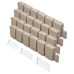 VEVOR Faux Stone Landscape Edging,  47.2 x 9 in Realistic Lawn Edging, Flexible Brick-Sized Garden Edging Border with Anchoring Spikes, Fade-Resistant Yard Edging for Driveways Walkway Beige