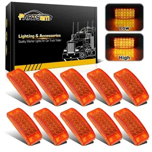 Partsam 10x 6 Rectangle Amber Led Side Marker and Clearance Trailer Lights 21LED w Reflectors Waterproof Sealed Rectangular Led trailer lights Turn Signal and Parking Lights 3 Wires Surface Mount
