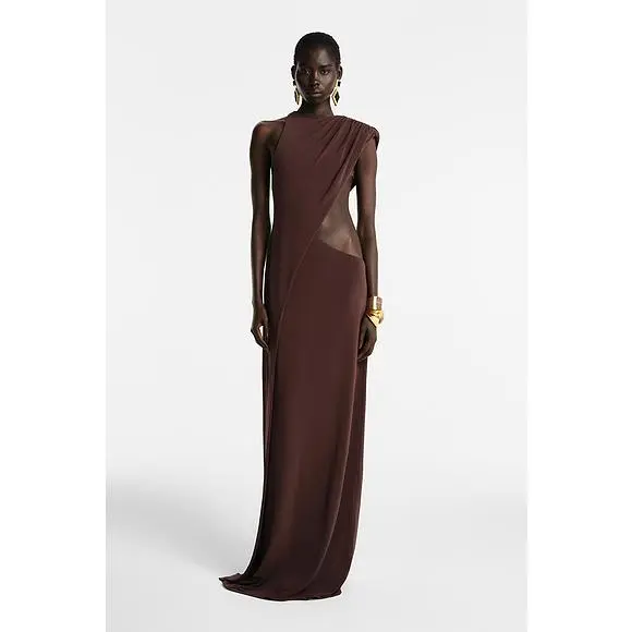 revolve brown satin dress Brown Satin Dress
