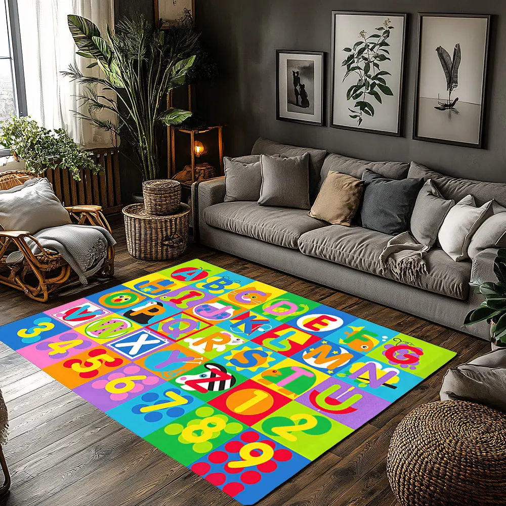 Multicolor Kids Alphabet Number Polka Dot Educational Crystal Velvet Area Rug Non‑Slip Playroom Modern Learning Rug#KidsAlphabetNumberRug #PolkaDotEducationalRug #PlayroomDecor #ColorfulLearningCarpet #CrystalVelvetRug