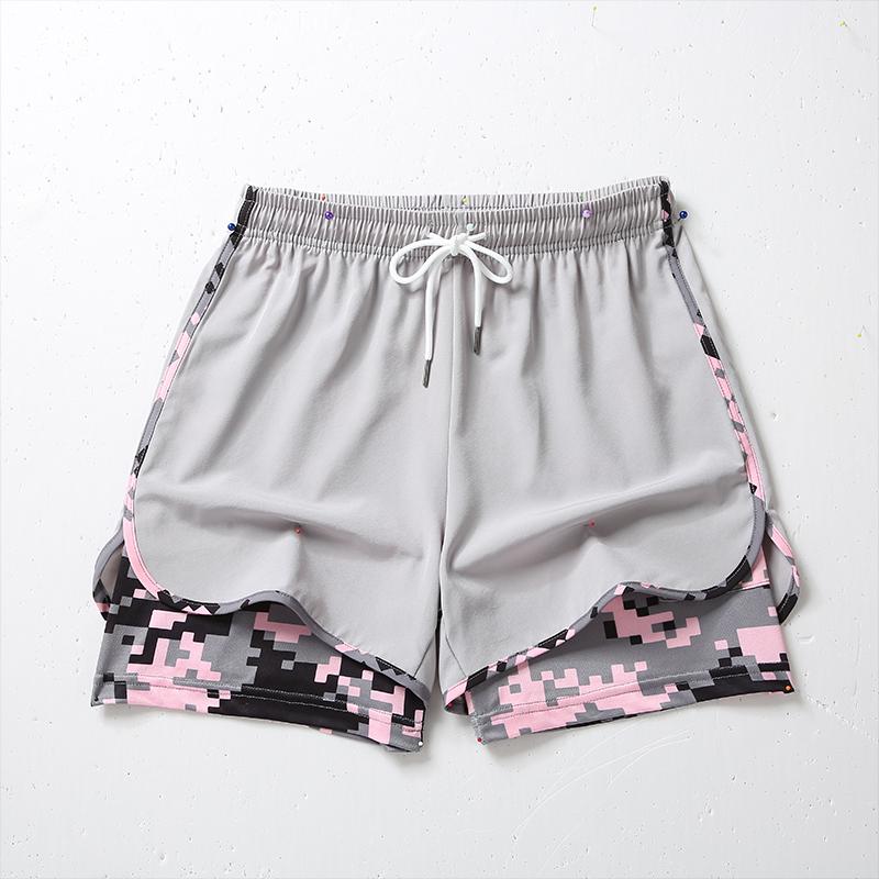 New women’s 2-in-1 casual running shorts with camouflage lining, fitness training shorts with pockets