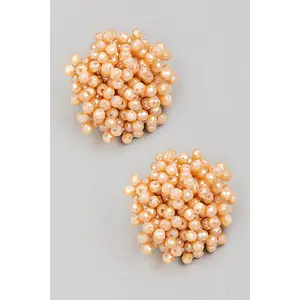 Cluster Beaded Stud Earrings - Classic Design with Beaded Cluster and Elegant Finish