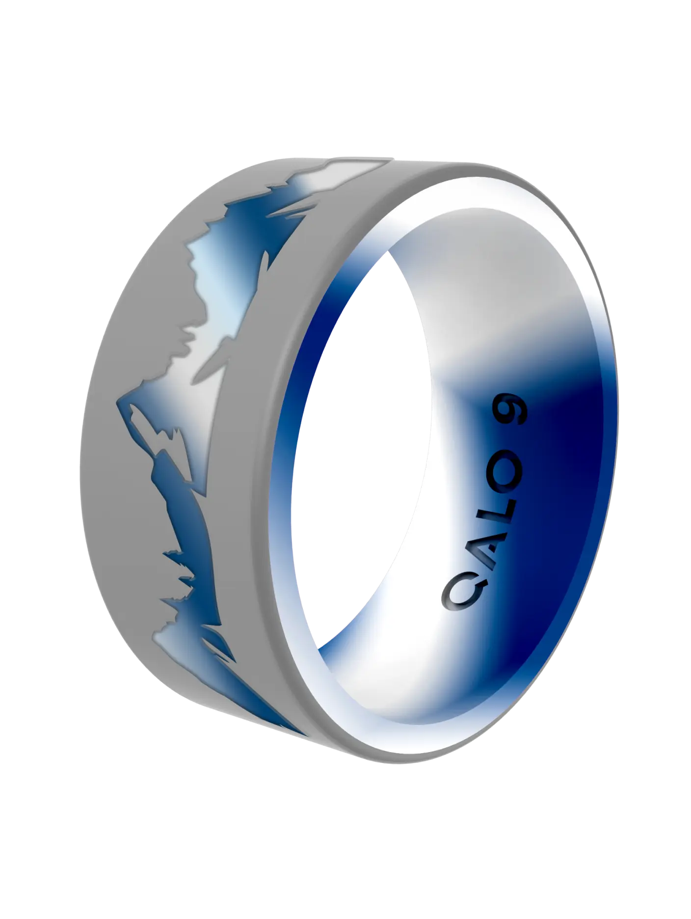 Men's Fashion Rings, Metallic Frostline Ridge Strata Ring - Casual, Cool Grey, Dual-Layered Everyday Costume Jewelry Accessory