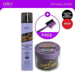 EBIN 24hr Edge Control (Firm hold)+ Edge Control Spray bundle with Free Edge Brush | Extreme hold, Shine boosting, lightweight