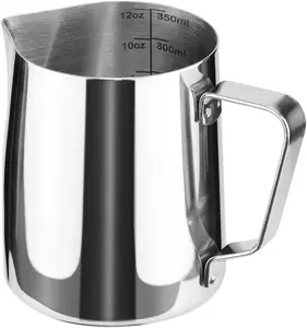 Stainless Steel Milk Frothing Pitcher Cappuccino Pitcher Pouring Jug Espresso Cup Creamer Cup for Latte Art 12 Ounce 350 ML