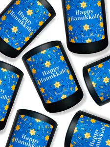 Happy Hanukkah Candle - Jewish Holiday Scented Candle Made with Vegan Coconut Soy Wax for Hanukkah Gift Exchanges & Celebrations