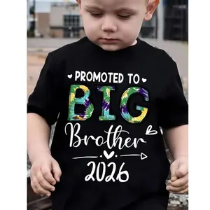 “Big Brother 2026" Kids Boys T-shirt 100% Cotton Crew Neck Short Sleeve For Outdoor