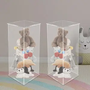 2 Pcs Acrylic Display, Cube Pedestal Flower Stand Tower, Clear Riser Box for Wedding Decor Party (25.6in)