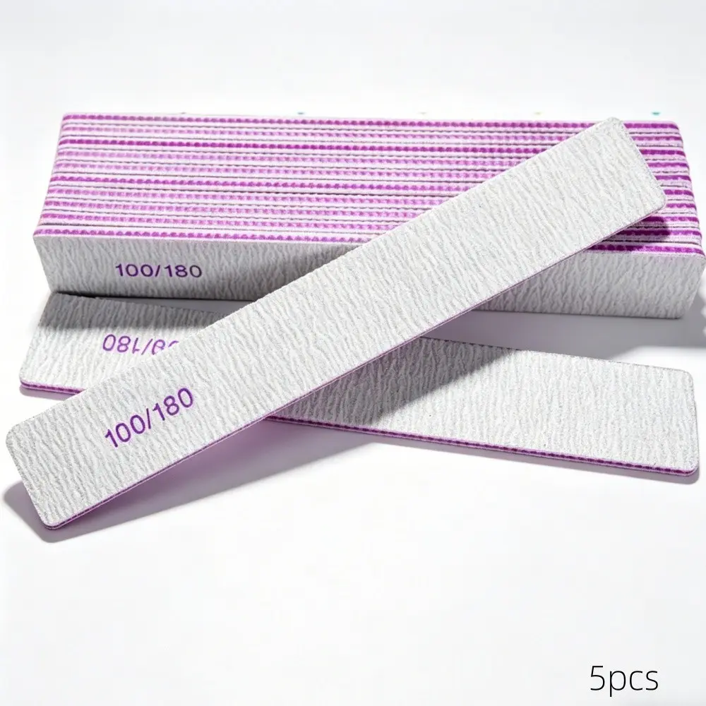 5 professional nail files, 100/180 grit sandpaper, thick nails file for strong nails, nail polishing tools and accessories, Manicure Kit, Nail Supplies, Nail Salon Supplies, Nail File Set