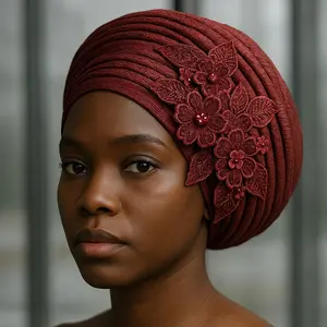 Auntie Ama's Custom Headpieces - Unique Design Headpiece with Decorative Elements for Special Uses - Luxurious Turban