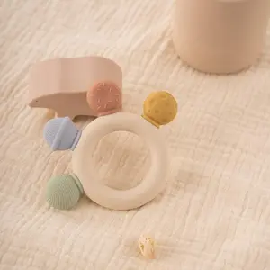 Silicone Teether Ring, Sensory Teether, Cute Dessert Shaped Teething Toy for Babies, Easy To Hold Baby Chew Toy, Perfect Gift for Boys & Girls