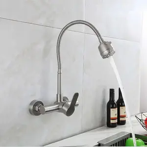304 stainless steel faucet wall-mounted hot and cold universal pipe laundry sink kitchen faucet