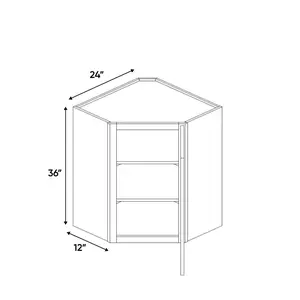 Slim Shaker White - 24 Inch Diagonal Corner Wall Cabinet - 24" Width x 36" Height x 12" Depth