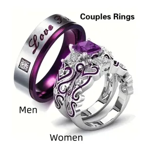 Stylish Couple Ring Set with 1 Ring for Him and 2 for Her – Perfect for Wedding, Engagement, Anniversary or Party Moments Together