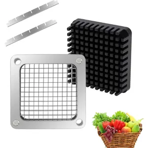 1/4‘’Replacement Chopper Blade,Commercial Vegetable Chopper Dicer Stainless Steel Blade and Pusher Block for Fruit Cutting Machine Tomato onion French Fries Cutter