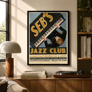 Seb's Jazz Club Retro Vintage Poster – Inspired by La La Land & Los Angeles, Classic Hollywood Wall Art