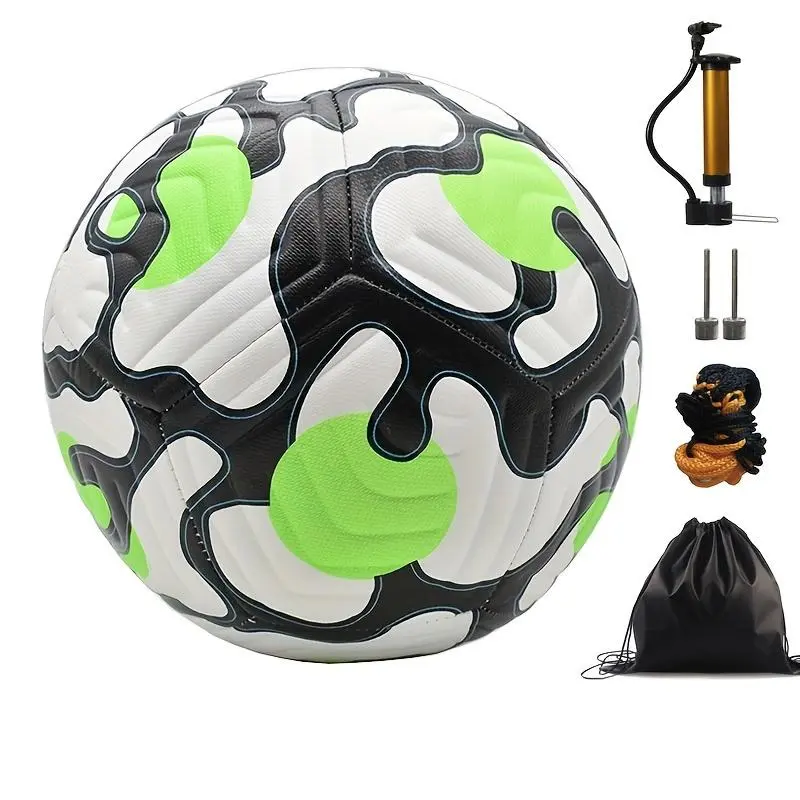 New Model Size 5 PU Soccer Ball, Official Match Ball for Indoor And Outdoor Training, Comes with an Air Pump