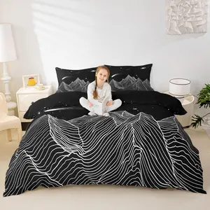 Mountain Bedding Set for Kids Boys Bedroom,Starry Sky Bed Duvet Cover Set,Boho Galaxy Comforter Cover Planet Decor 1 Duvet Cover No Comforter