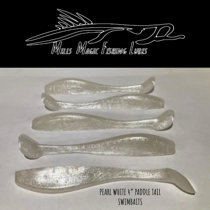 MillsMagicFishingLures 4" Paddle tail swimbaits 5PK.