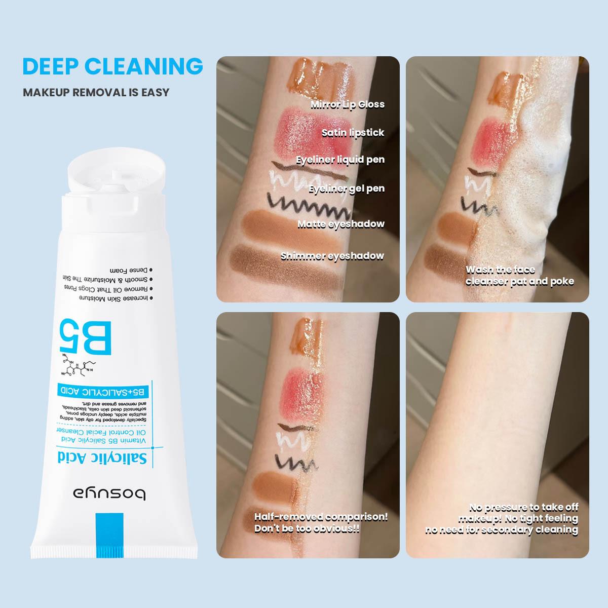 Salicylic Acid Foaming Facial Cleanser with Vitamin B5 (B5+Sacid) - Bright, Smoother Exfoliating Hydrating Face Wash for Deep Pore Cleansing, Oil Control, Blackheads - Mild Daily Oily Skin Face Care Product