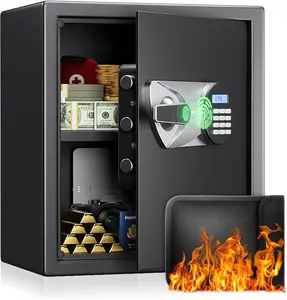 BlackSmith 1.2 Cubic Biometric Safe Box with Fingerprint Recognition & Keypad Lock.Includes Keys,Dual Alarm System,Perfect for Securing Jewelry,Docs