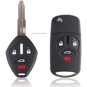 4 Buttons Remote Flip Folding Key Shell Compatible with Mitsubishi Eclipse Lancer Endeavor Galant Outlander 2007-2012 Modified (No Chip)