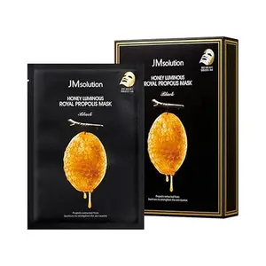 JMSOLUTION Honey Luminous Royal Propolis Mask Plus - 10 Pieces Moisturizing Hydrating Skincare for Luminous Nourished Skin with Honey & Royal Propolis - Moisture