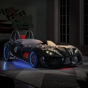 Trackster Race Car Bed with LED Lighting and Four Sound Options By Furniture of America
