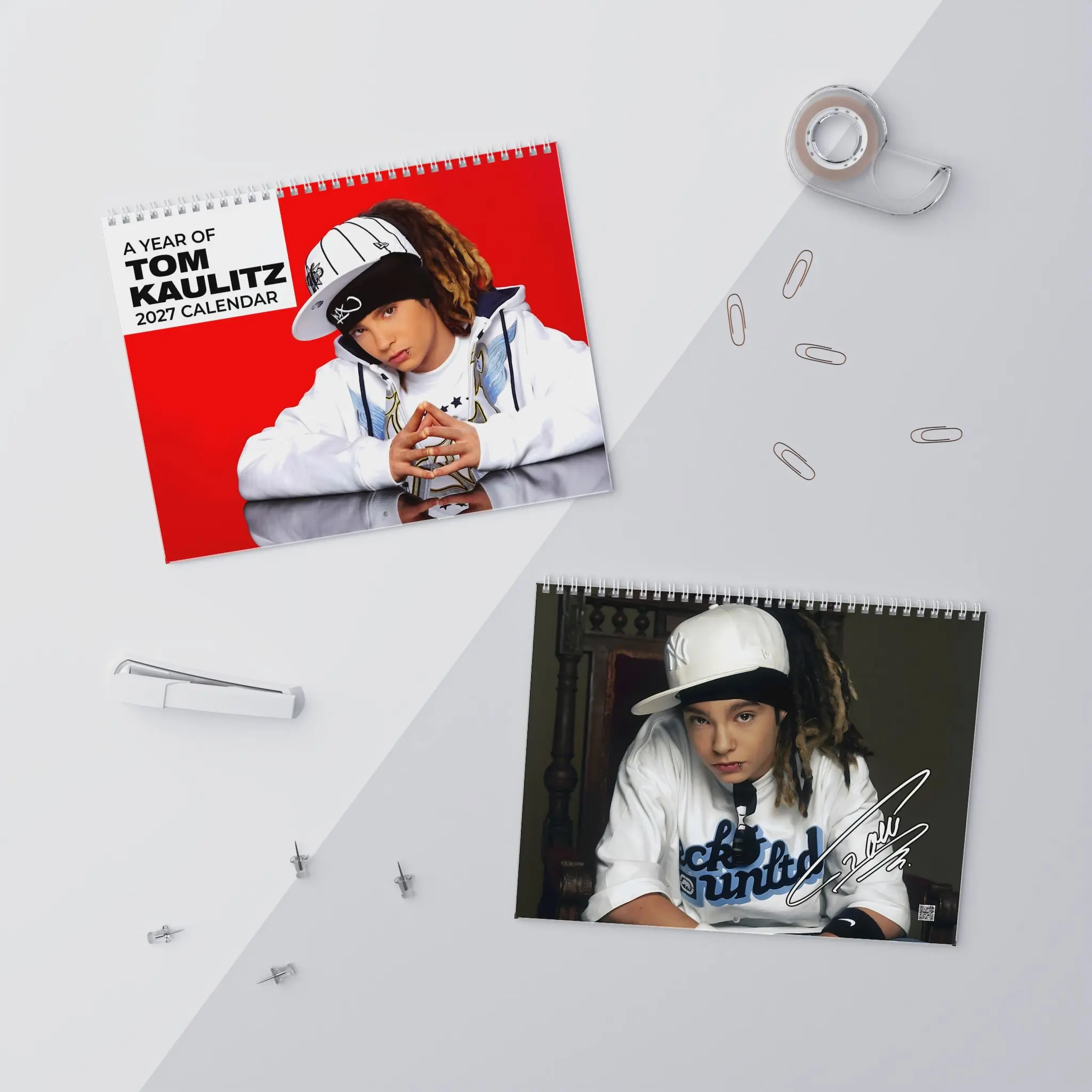 T0m K@ulitz 2027 Calendar, Wall Calendar And Desktop Calendar, Monthly Photo Calendar, Spiral Desk Calendar, Music Fan Calendar Gift, Celebrity Photo Planner, Bedroom Dorm Room Office Desk Wall Decor For Fans Friends