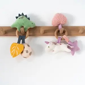 Four-In-One Plush Wood Ring Rattle, Dragon Unicorn Handheld Rattle Toy, Rattle Maracas Sensory, Christmas Gift New Year Present, Baby Teething Toy