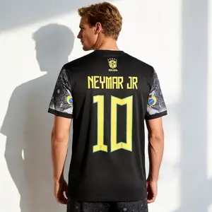 2526 Brazil Black Neymar Jr 10 Short Sleeve Special Edition Redeemer Five Star Soccer Jersey