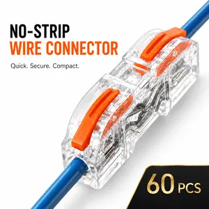 Double-Wire Plug-in Connectors for LED Strip Lights 2 Pin Design Low Voltage Wire Connectors with Locking Buckle Fast Connect Plugs 60 PCS Quick-Clip Fasteners Safe Durable Heat-Resistant Polycarbonate Copper Flame-Retardant Coating