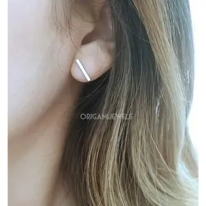 Bar Earrings • Simple Studs • Silver Bar Earrings • Minimalist Gold Line Earrings • Waterproof Gold Bar Earrings • Dainty Daily Studs