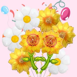 Elegant Daisy Sunflower Foil Balloons Multi Piece Set, Perfect for Wedding Reception, Anniversary, Gathering, Festival & Venue Decor