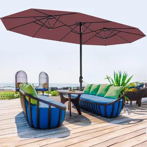 Garvee Upgraded 13FT Double-Sided Rectangular Patio Umbrella – Heavy Duty Waterproof and Windproof Market Umbrella for Garden, Deck, Poolside, Backyard, Lawn – UV Protection, Crank Lift (Base Not Included)