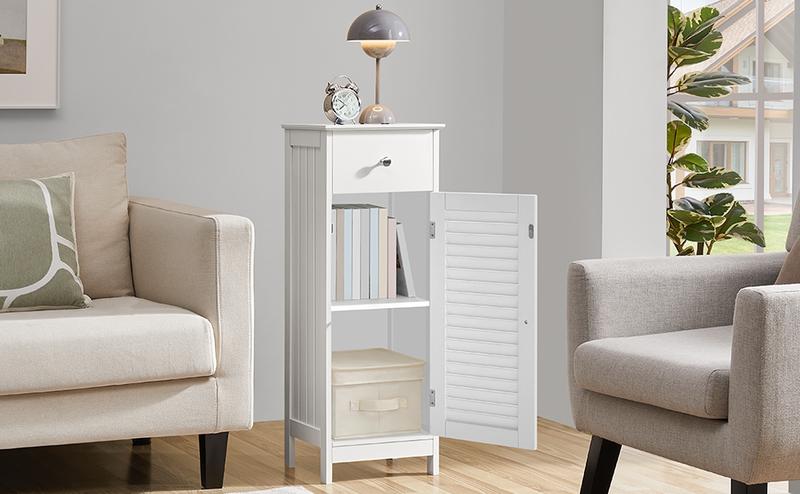 Yaheetech Narrow Bathroom Storage Cabinet with Drawer, Floor Cabinet with Anti-Tip Kit, Slim Floor Organizer for Bathroom or Kitchen Corner