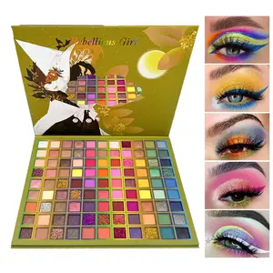 99 Color Artistic Eye Shadow Makeup Palette, Avocado Gold Foil Case, Matte Finish, High Pigment, Powder, Perfect for Beginners & Professionals