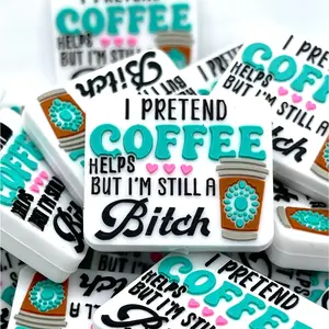 I Pretend Coffee Helps! Silicone Focal Beads | Funny Colorful Bead Shop | DIY Craft Supplies