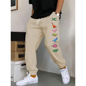 Men’s regular dinosaur print jogger pants, casual and comfortable, suitable for all seasons GARMENTARY